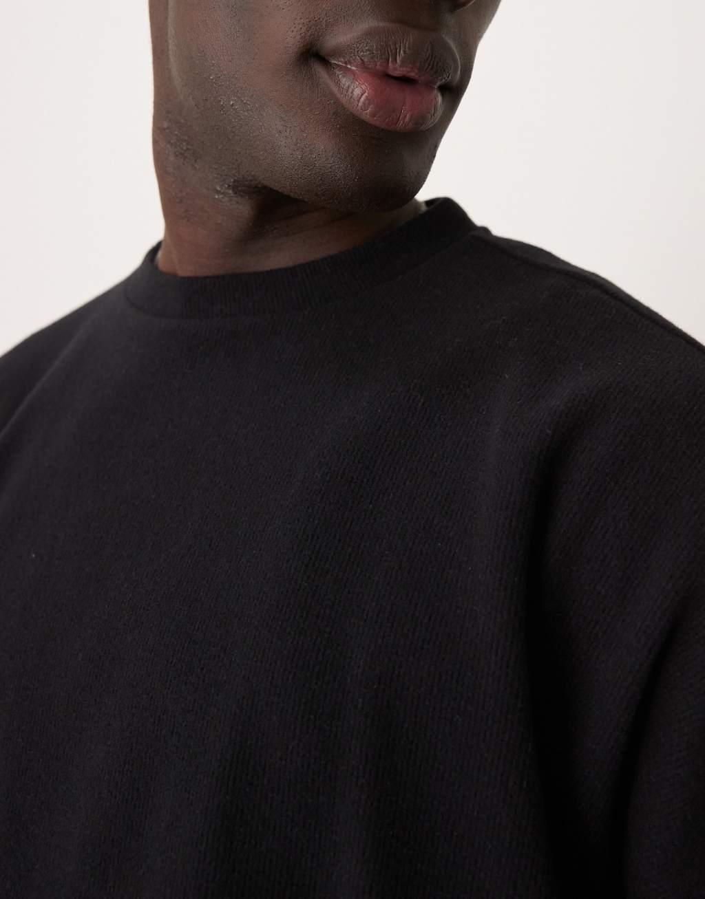 ASOS DESIGN super oversized cropped sweater in heavyweight brushed rib in black Product Image