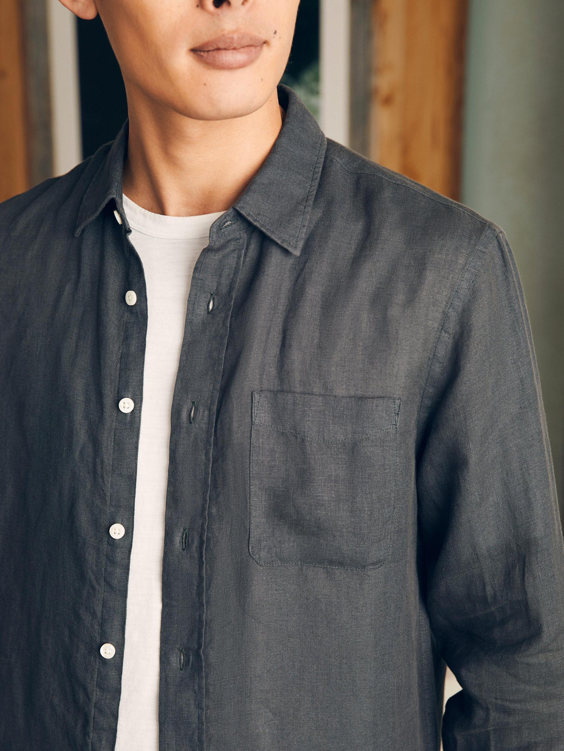 Laguna Linen Shirt - Washed Black Male Product Image