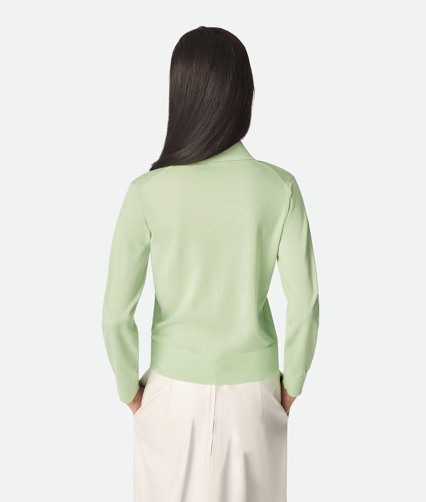 Women's Light Fine Cashmere Polo in Aquamarine Product Image