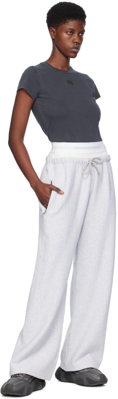 ALEXANDER WANG T Gray Wide-leg Sweatpants In Light Heather Grey Product Image