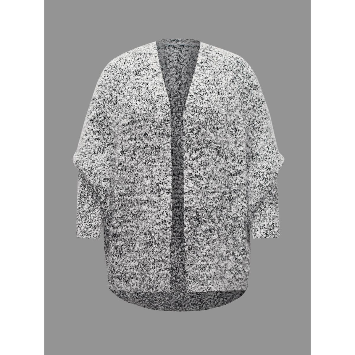 Plus Size Heather Arc Hem Dolman Sleeve Cardigan Mediumgray Women Casual Loose Long Sleeve Everyday Cardigans BloomChic 30/6X Product Image