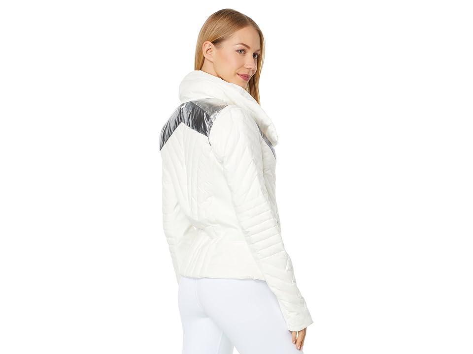 Blanc Noir Metallic Motion Panel Puffer Women's Clothing Product Image