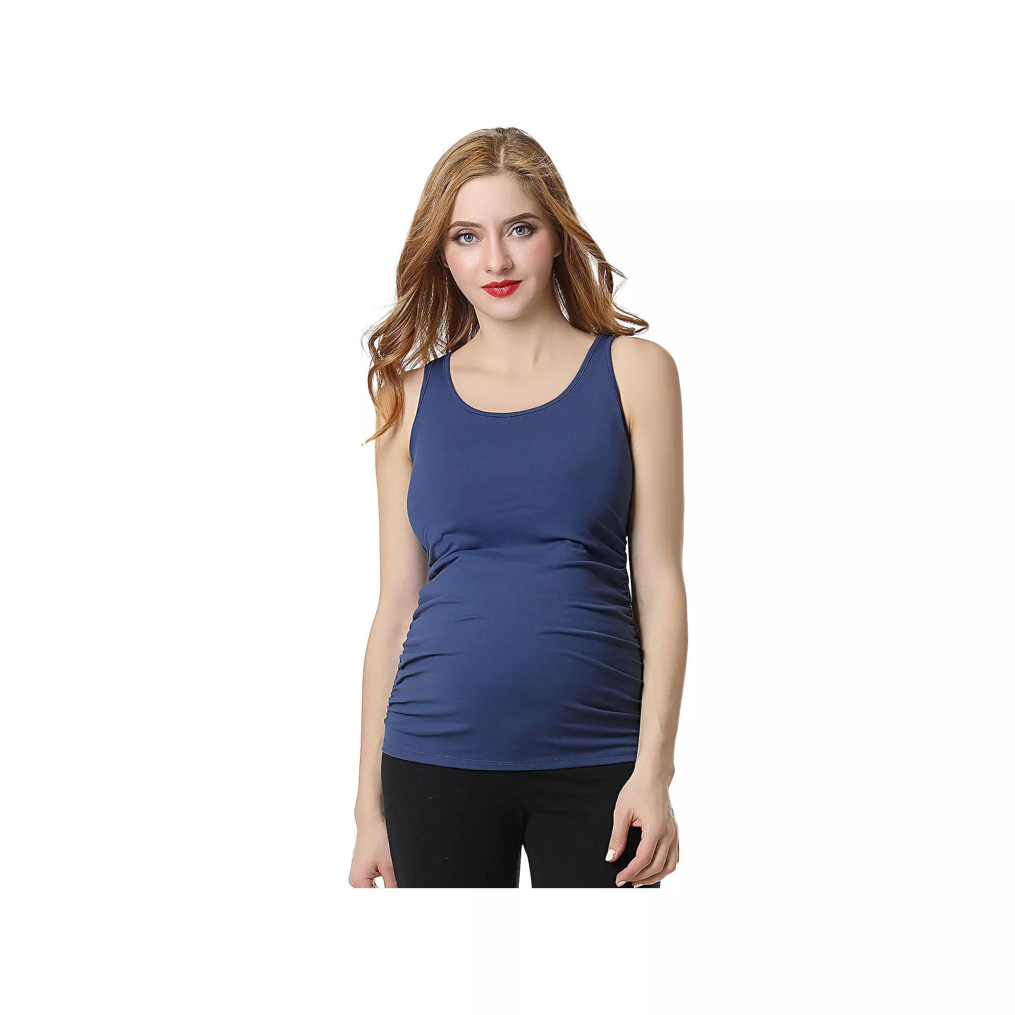 Maternity Pokkori Ruched Active Tank Top, Womens Blue Product Image