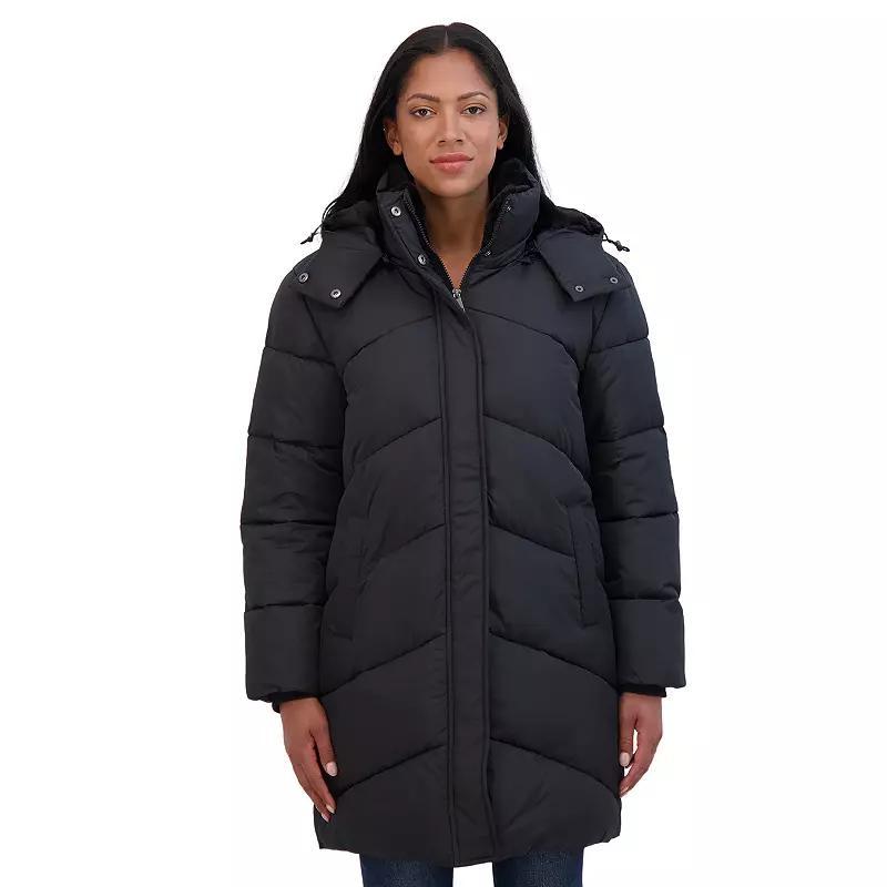 Women's Sebby Collection Cozy Lined Puffer Coat, Size: Small, Gray Product Image