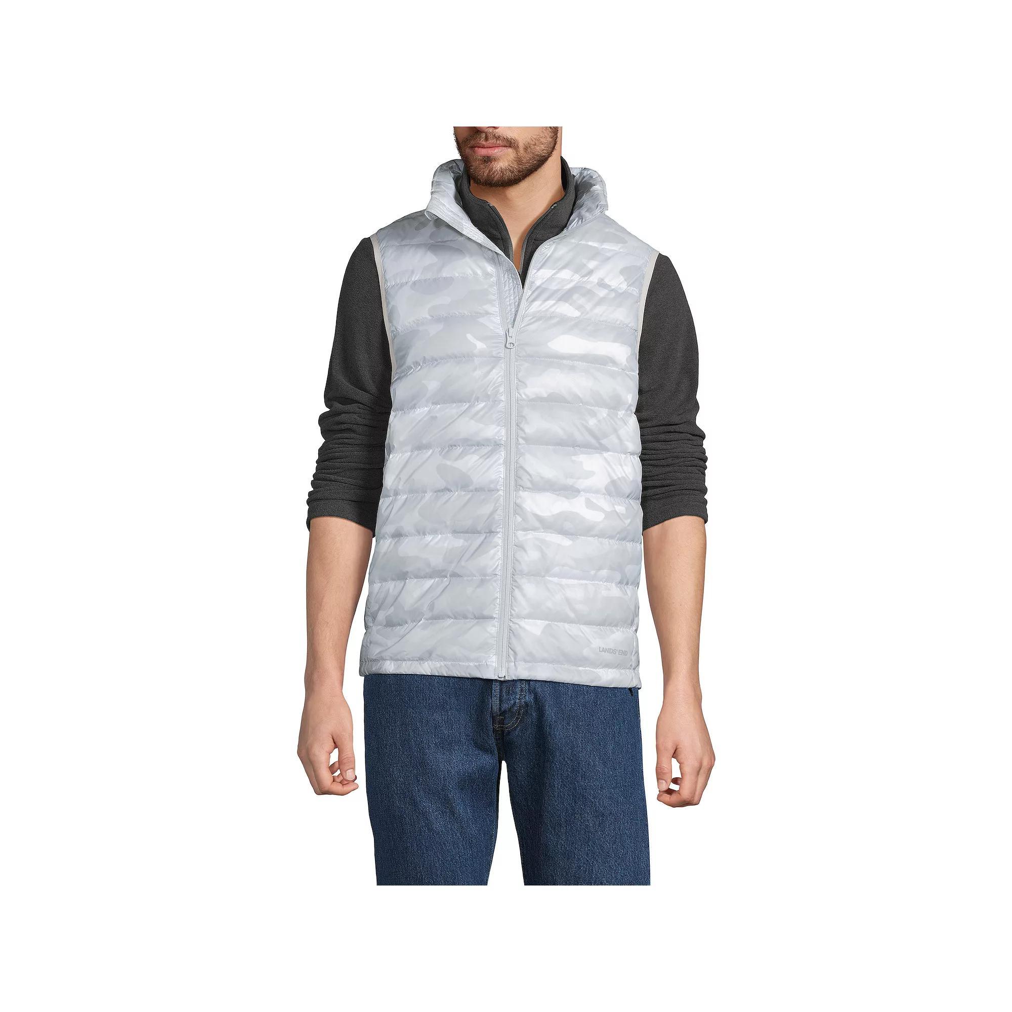 Men's Lands' End Wanderweight Down Puffer Vest, Size: Large, Mist Green Product Image