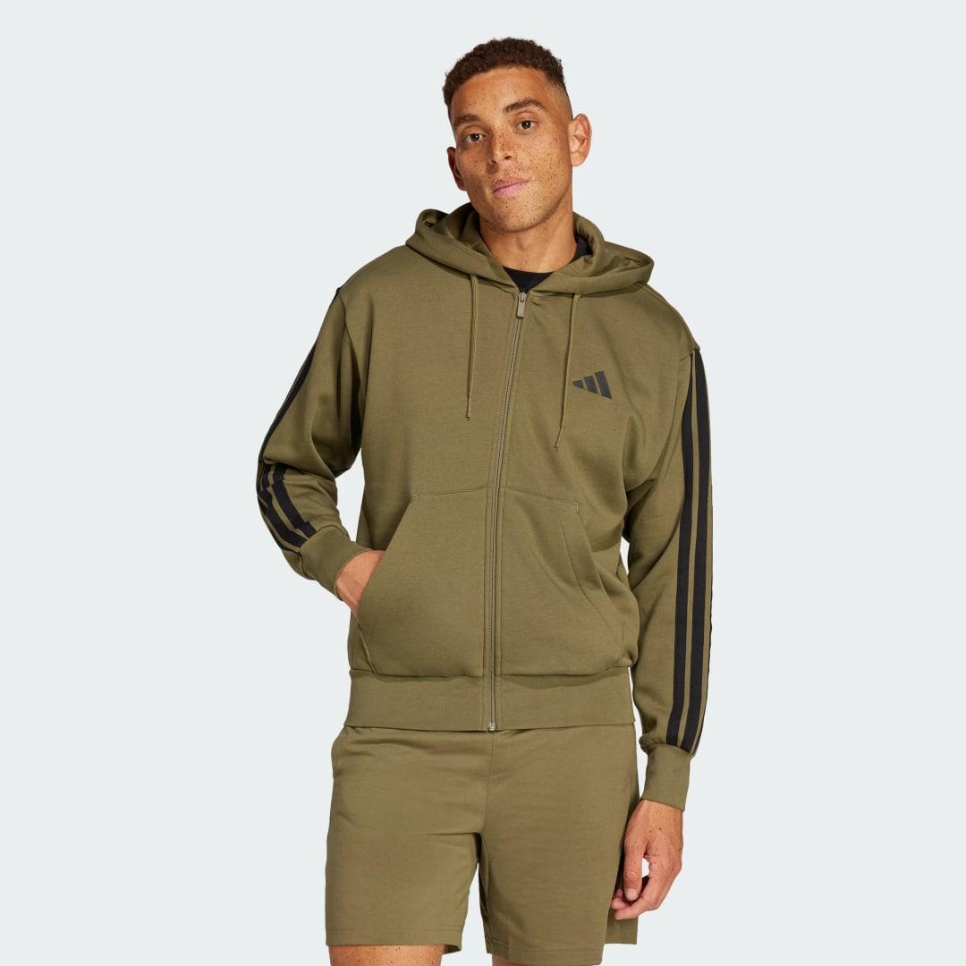 adidas Essentials 3-Stripes Fleece Hoodie Pure Ruby M Mens Product Image