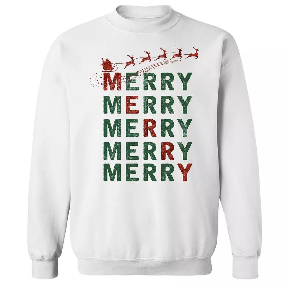 Men's Merry Stack Fleece Sweatshirt, Women's, Size: Large, White Product Image