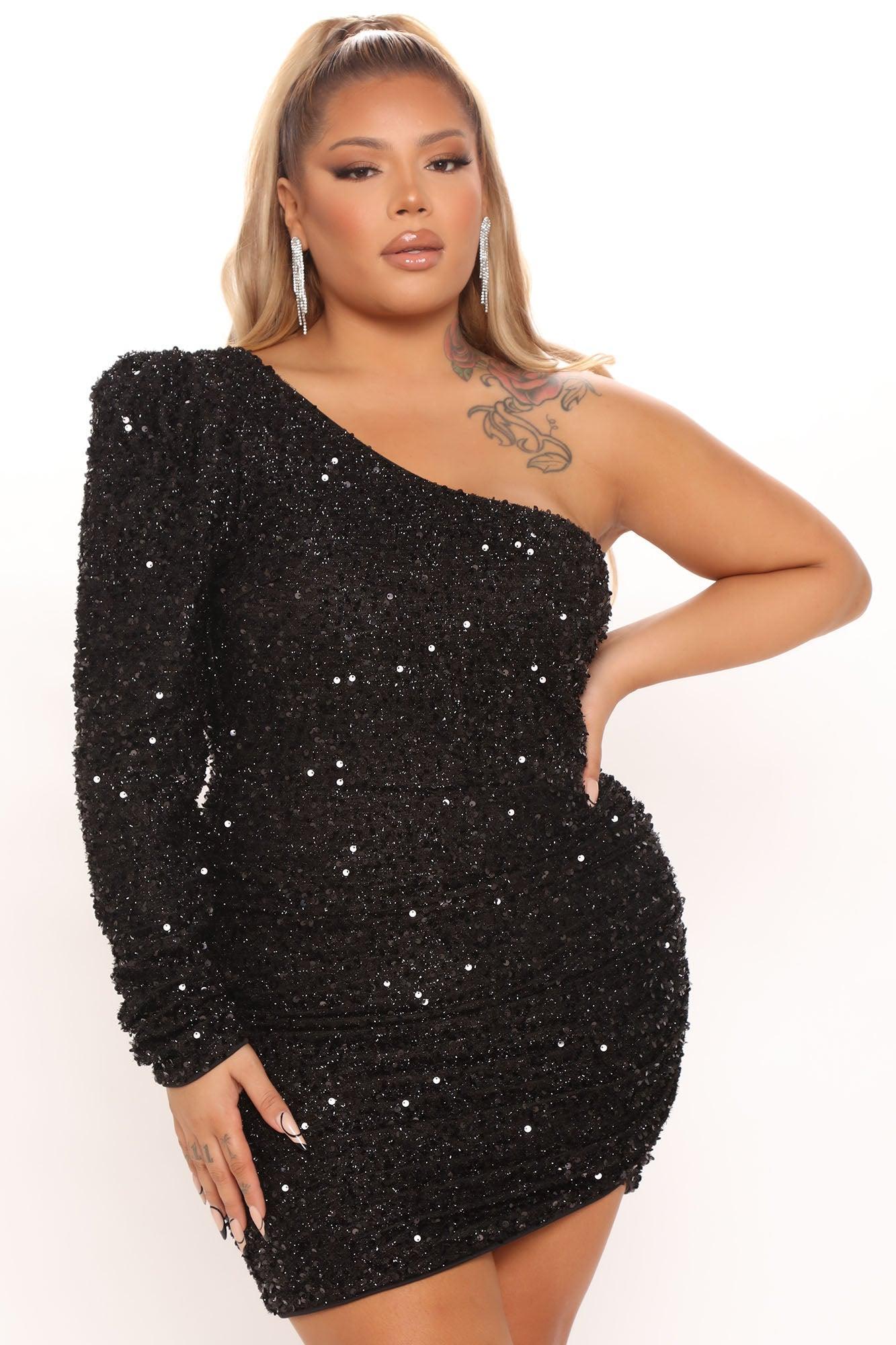 Olivia Sequin Mini Dress - Black Product Image