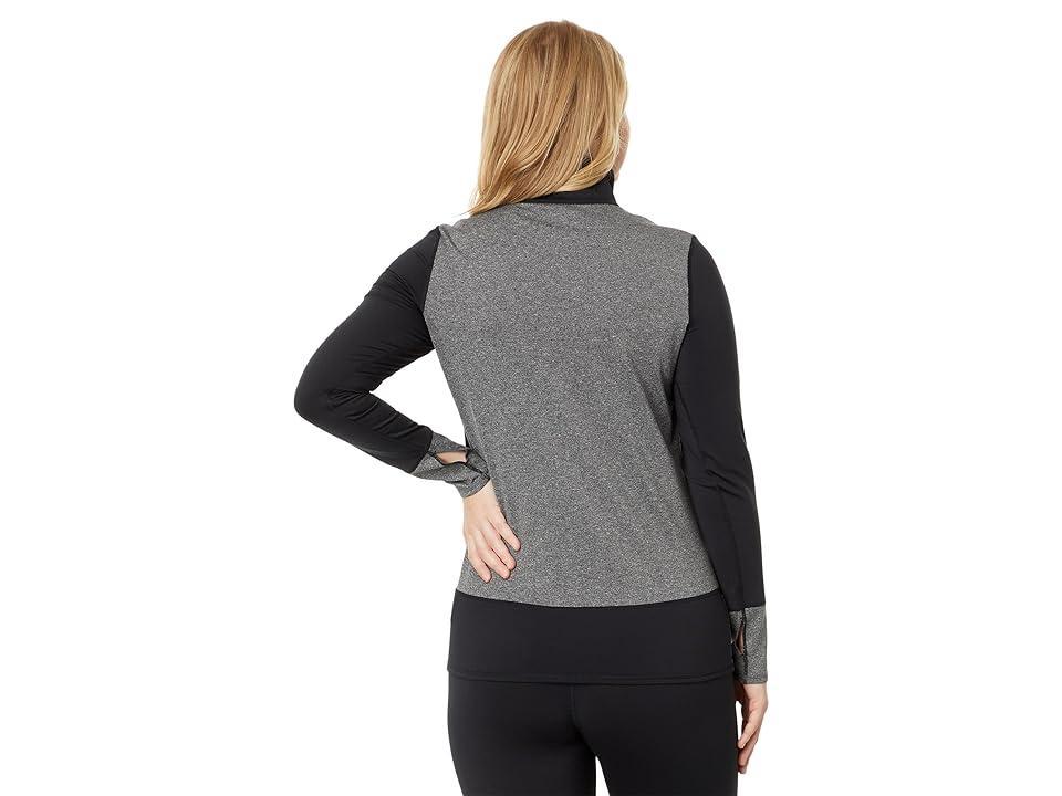 Hot Chillys Micro Elite Chamois Color-Block Zip-T Granite) Women's Clothing Product Image