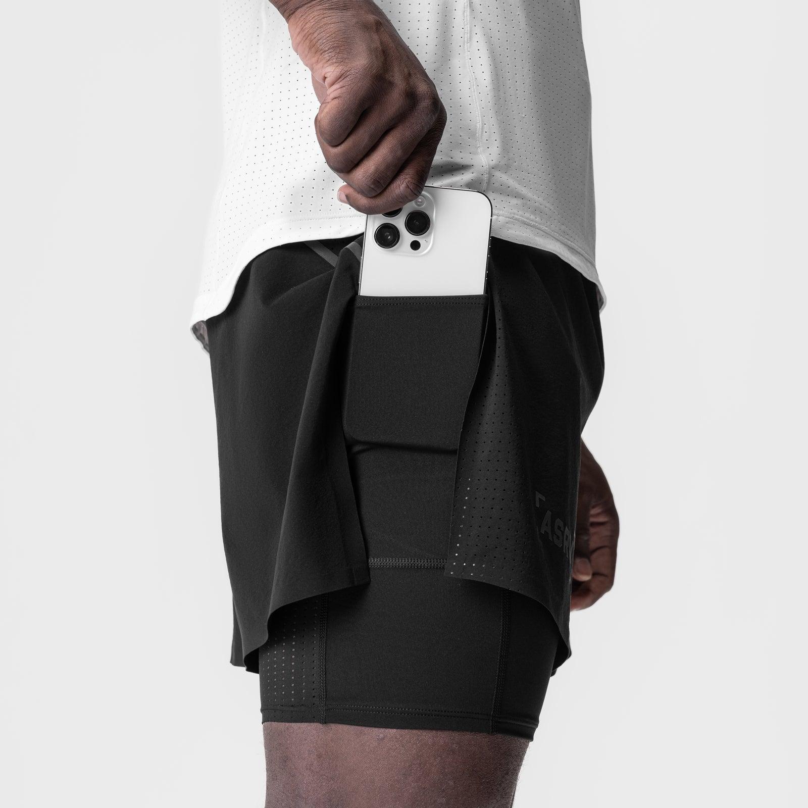 0951. Aerotex™ 4" High Split Liner Short - Black/Black Product Image