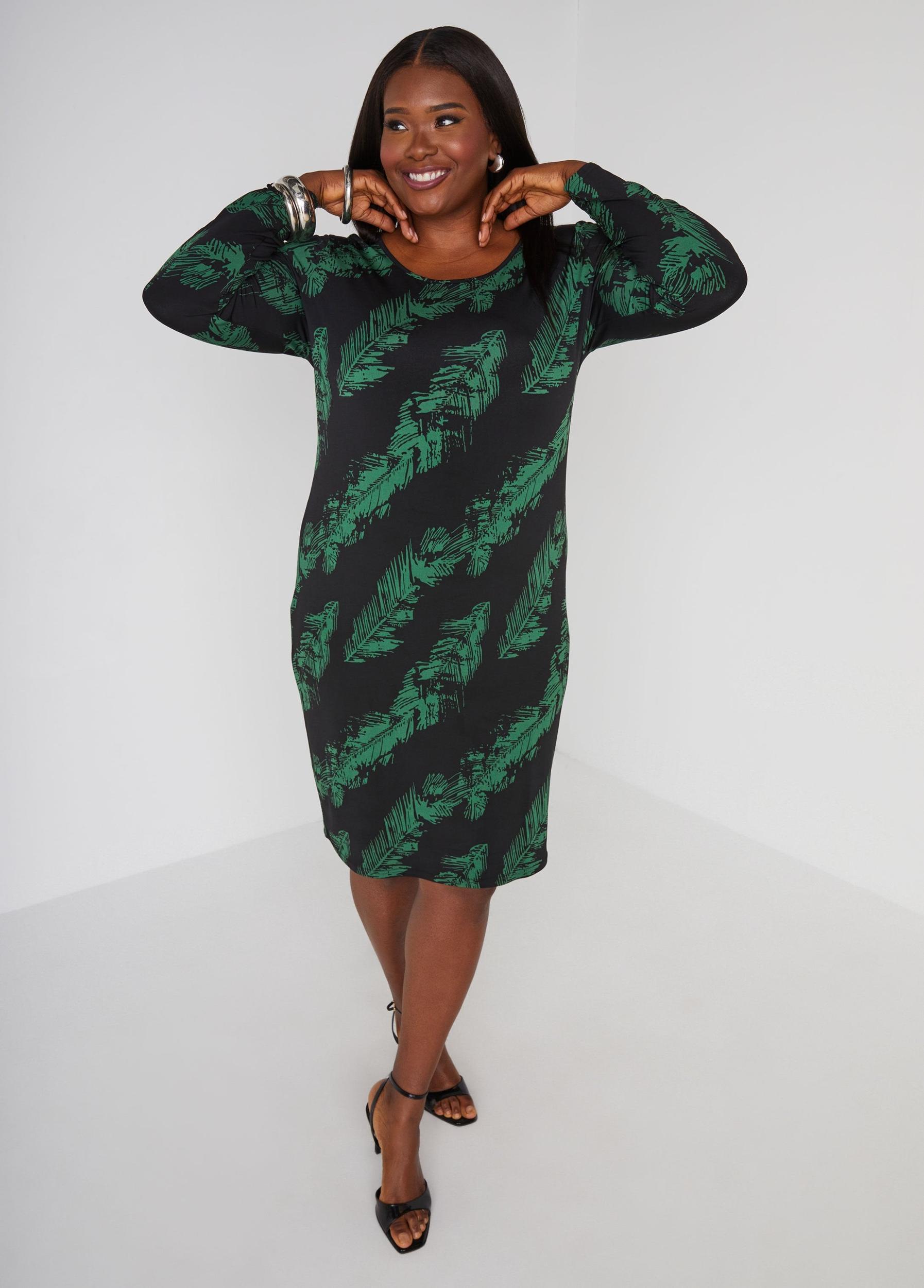 Leaf Print Bodycon Dress Product Image