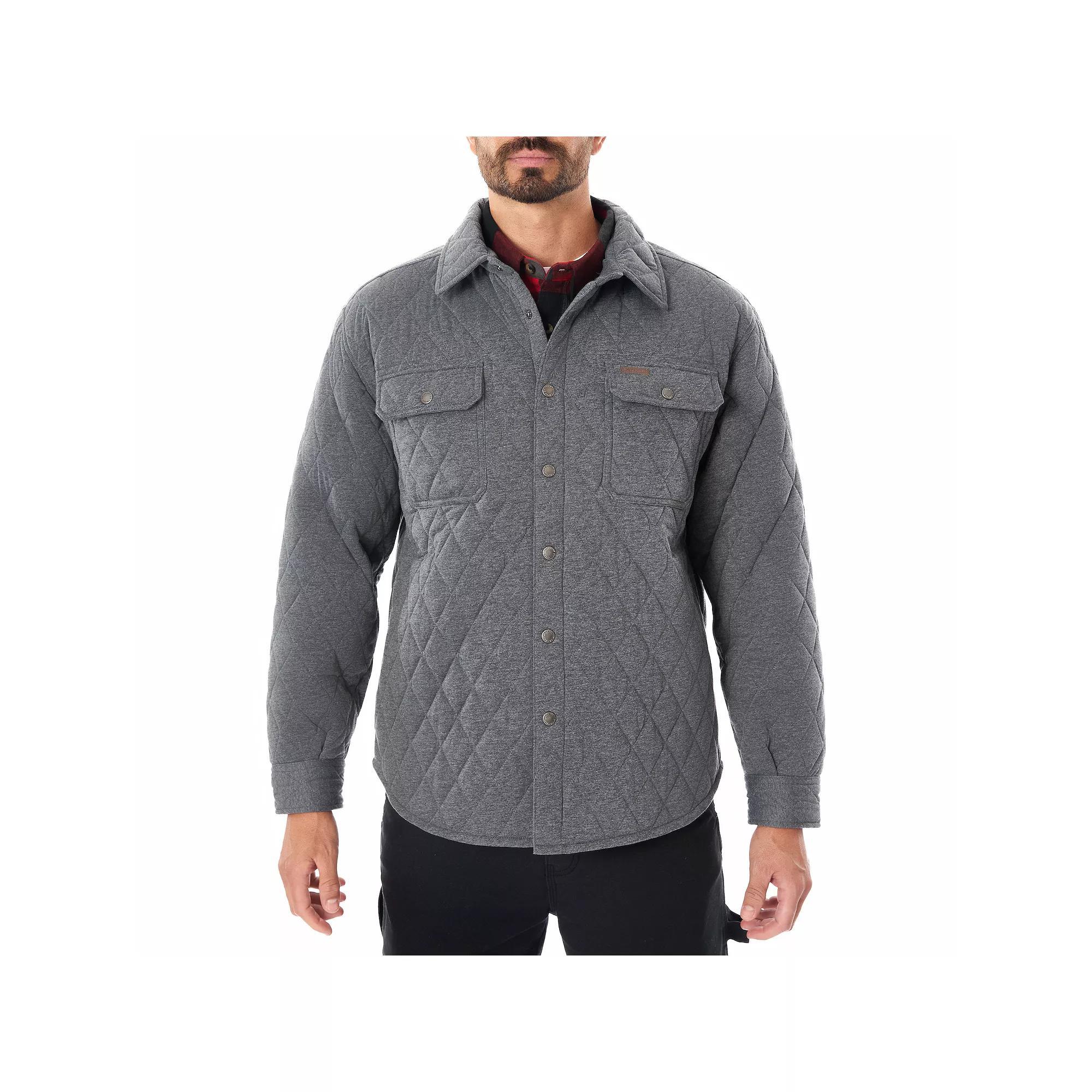 Big & Tall Smith's Workwear Diamond Quilted Knit Shirt-Jacket, Men's, Size: 3XB, Grey Heather Product Image