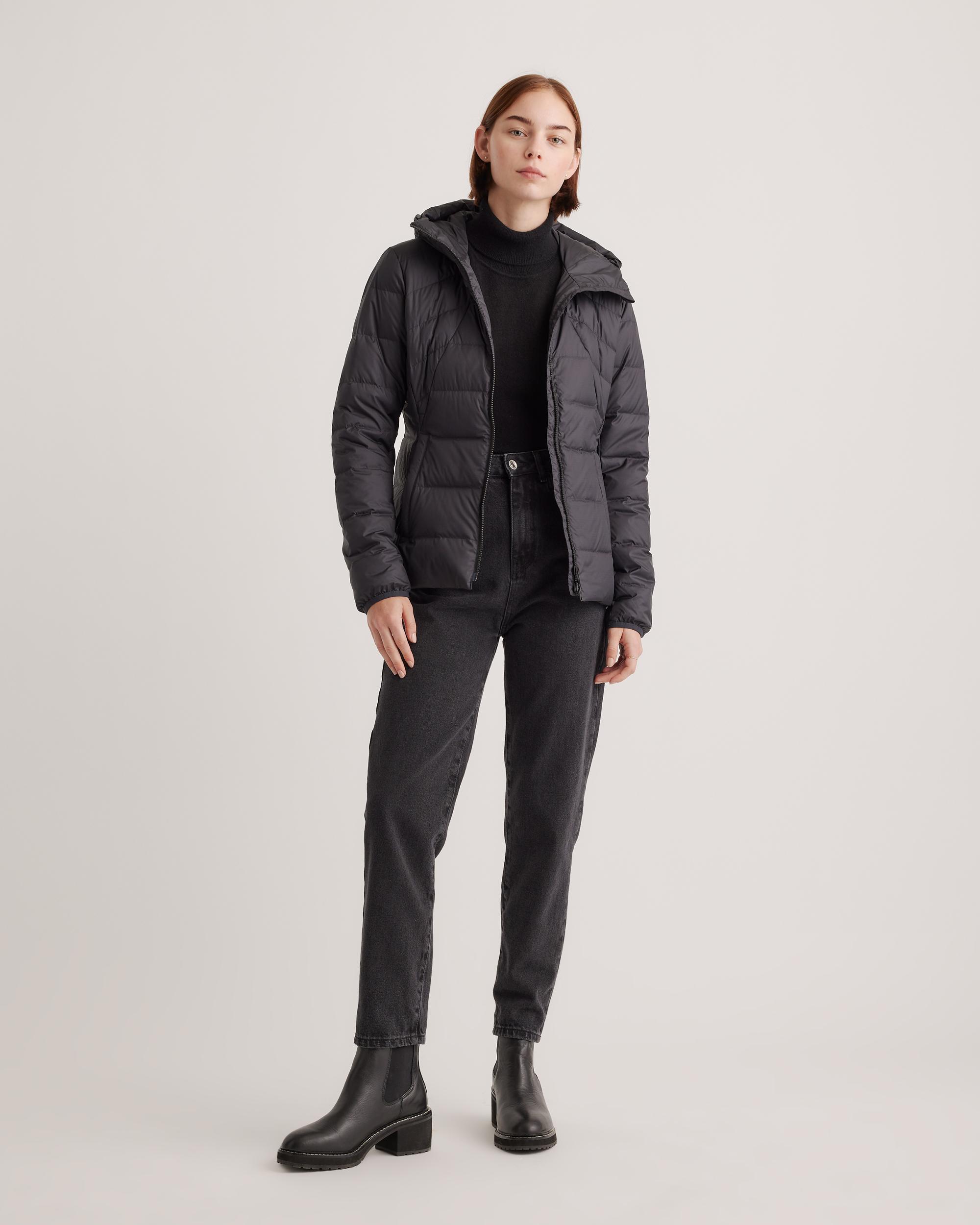 Quince | Women's Lightweight Down Packable Puffer Hooded Jacket Size XL, Recycled Polyester Product Image