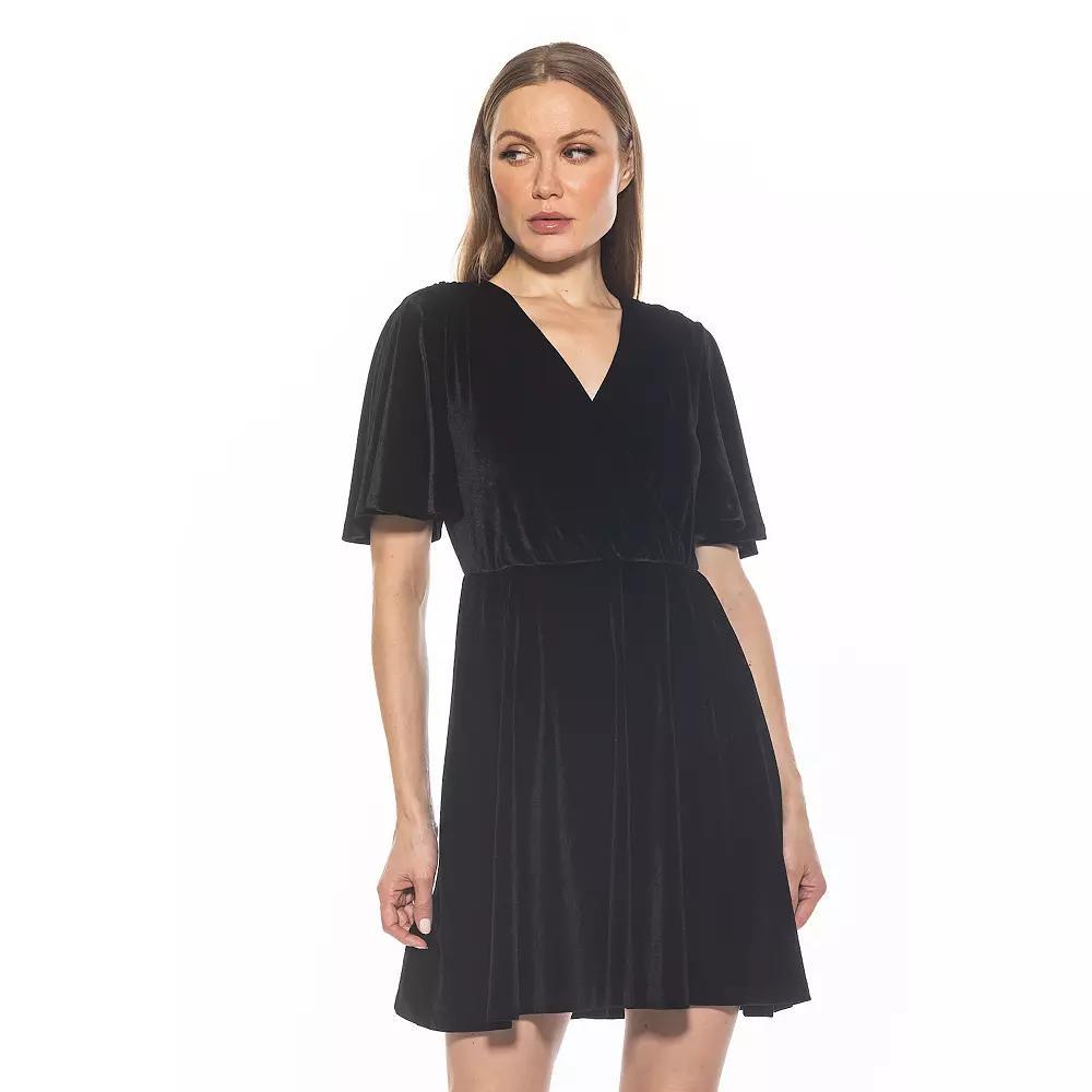 Women's ALEXIA ADMOR Oakless Flutter Sleeve Fit & Flare Dress, Size: Small, Black Product Image