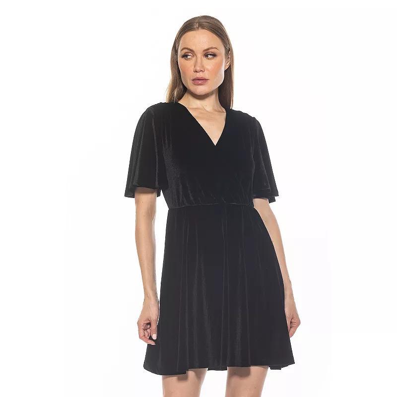 Women's ALEXIA ADMOR Oakless Flutter Sleeve Fit & Flare Dress, Size: Small, Black Product Image