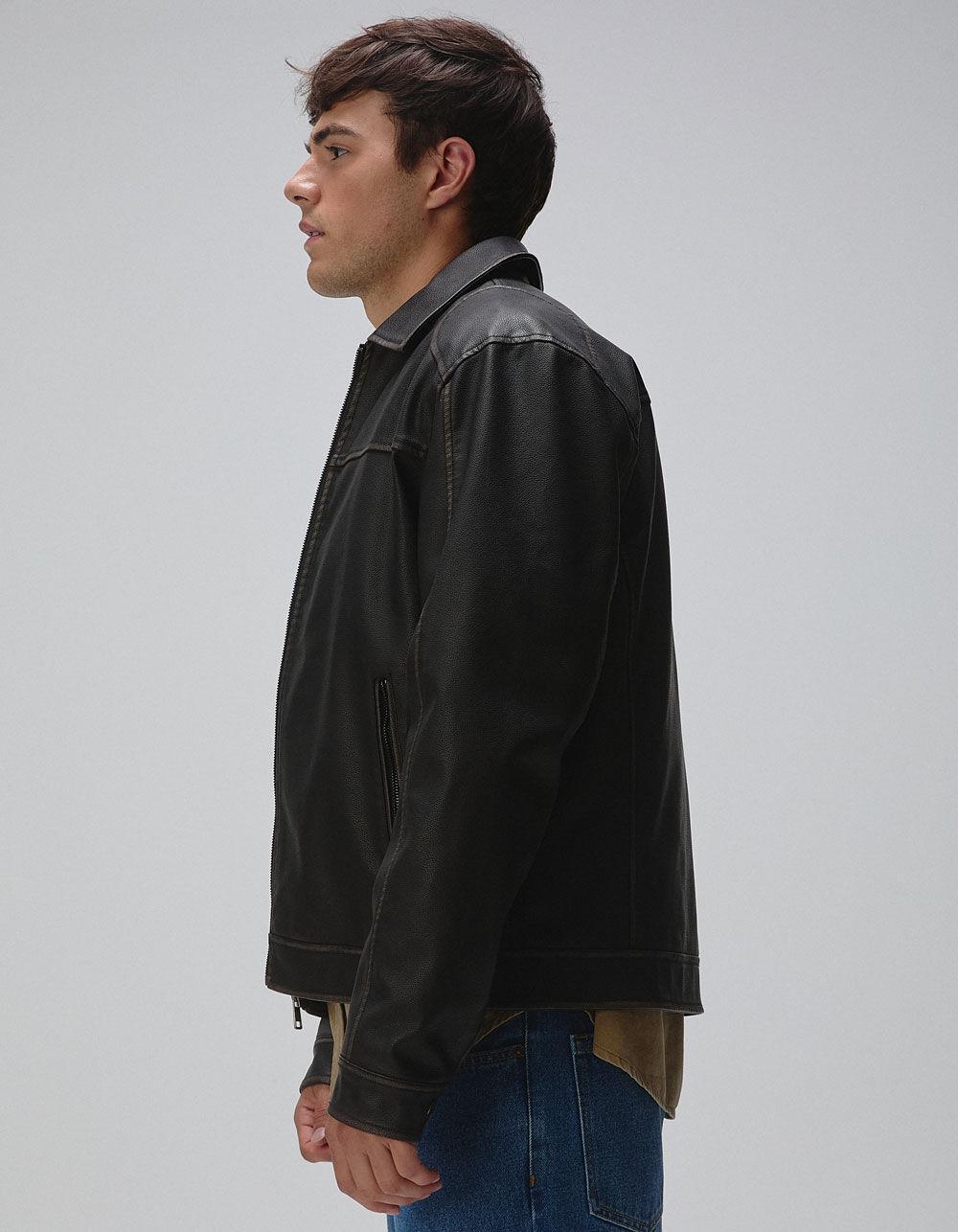 RSQ Mens Vegan Leather Jacket - BROWN Product Image