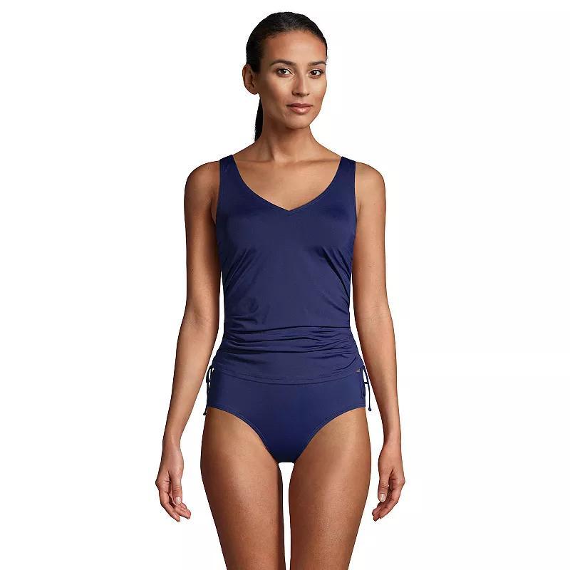 Womens Lands End Ruched UPF 50 Underwire D-Cup Tankini Top Deep Blue Product Image