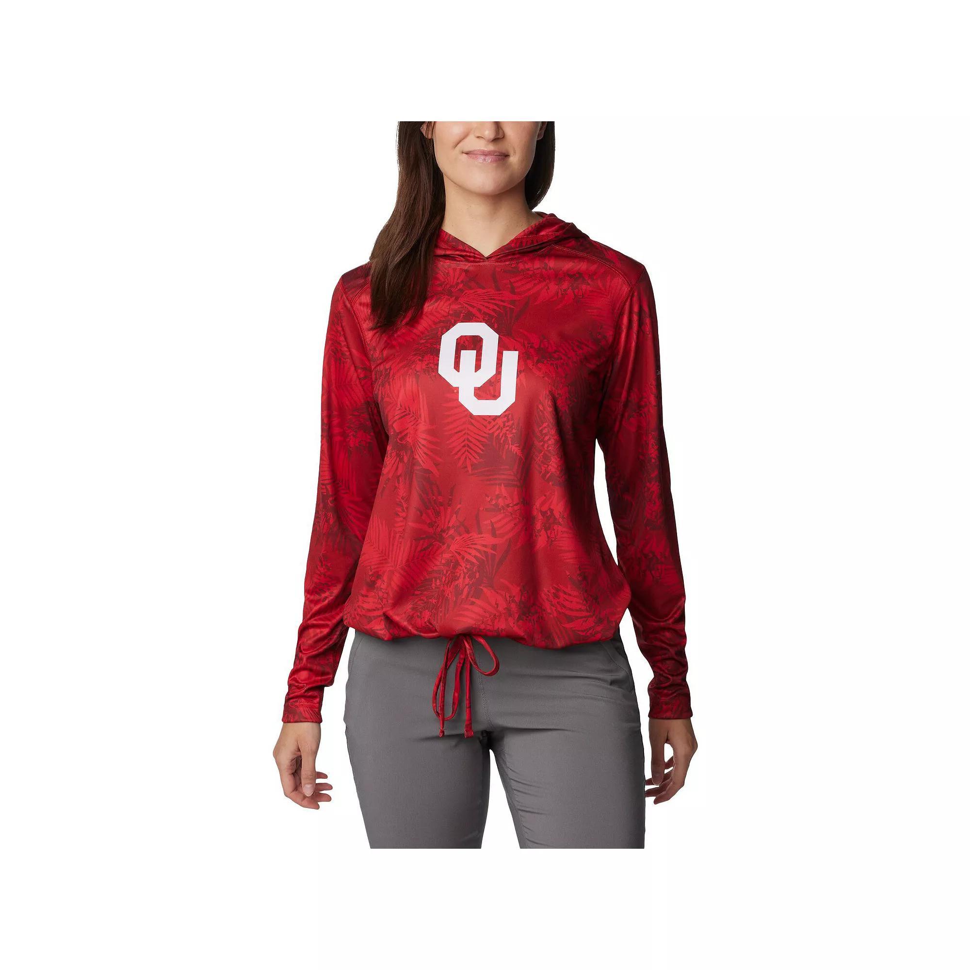 Women's Columbia  Crimson Oklahoma Sooners Summerdry Printed Long Sleeve Hoodie T-Shirt, Size: Small, Red Product Image
