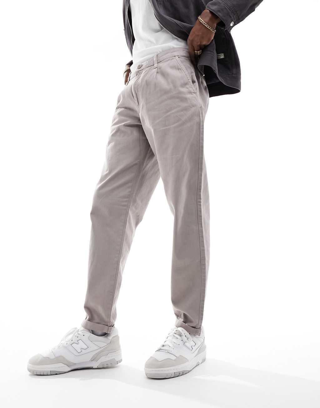 ASOS DESIGN classic rigid chinos in washed gray Product Image