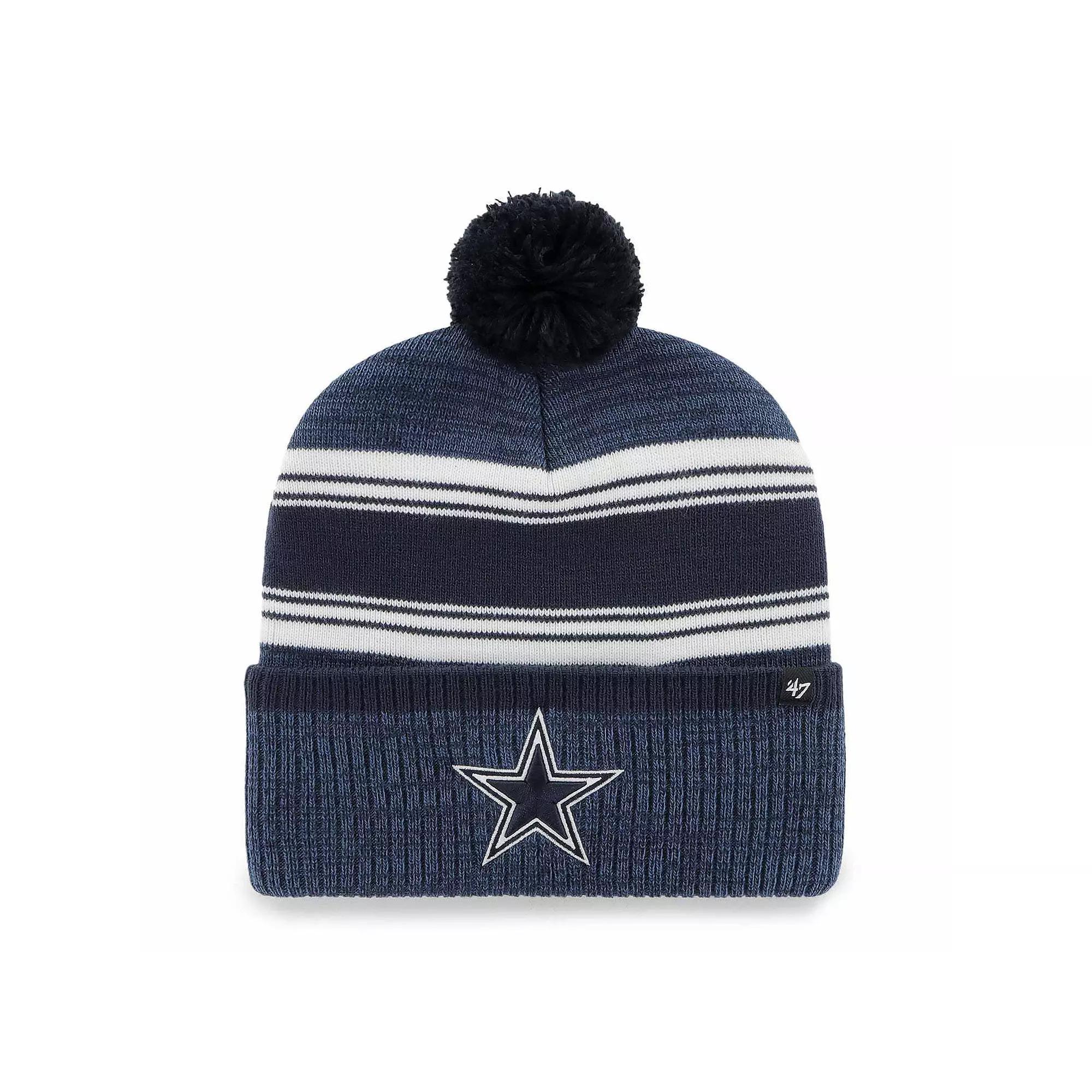 Men's '47 Navy Dallas Cowboys Fadeout Cuffed Knit Hat with Pom, Blue Product Image