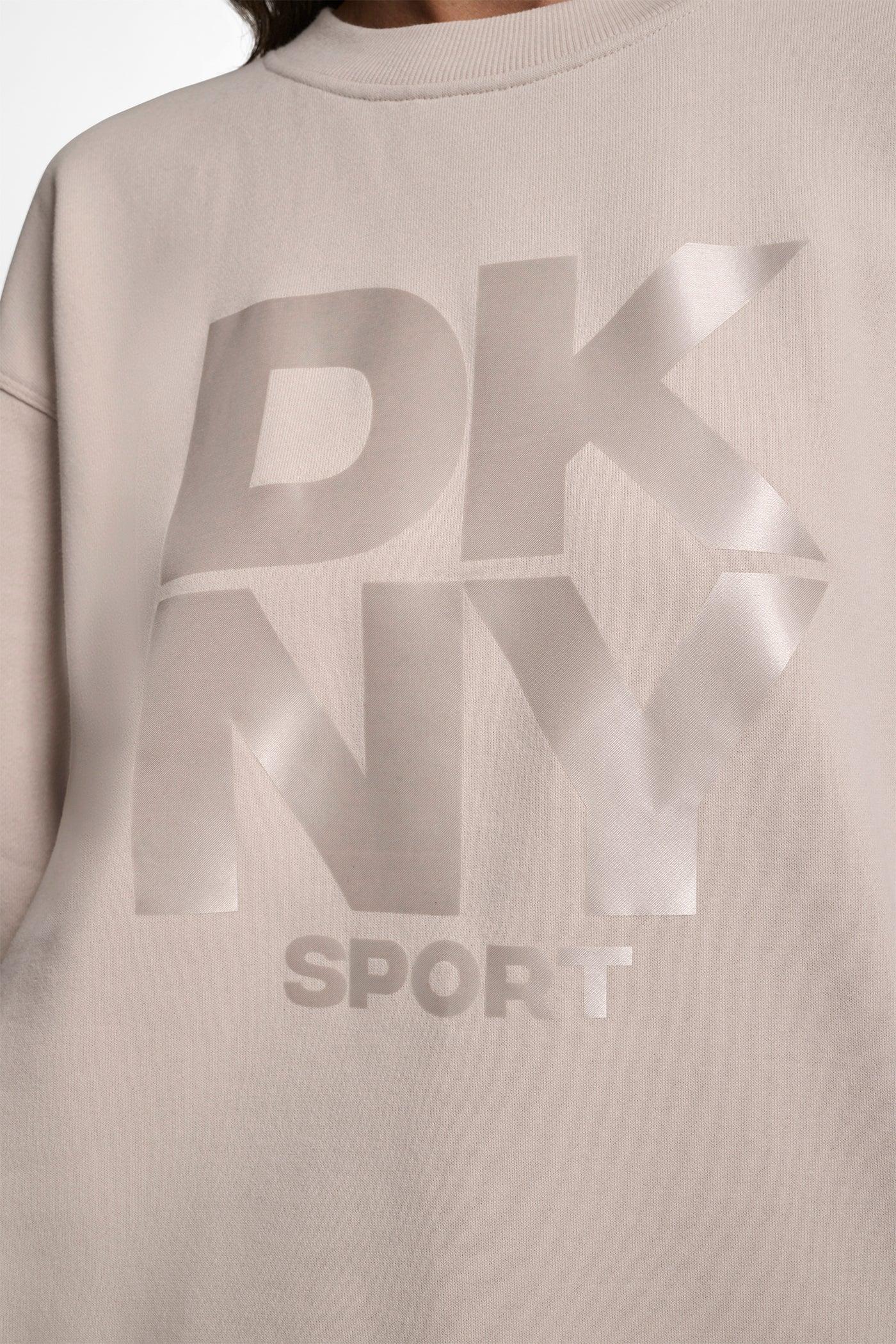 STACKED SATIN LOGO LONG LINE CREW NECK PULLOVER Product Image