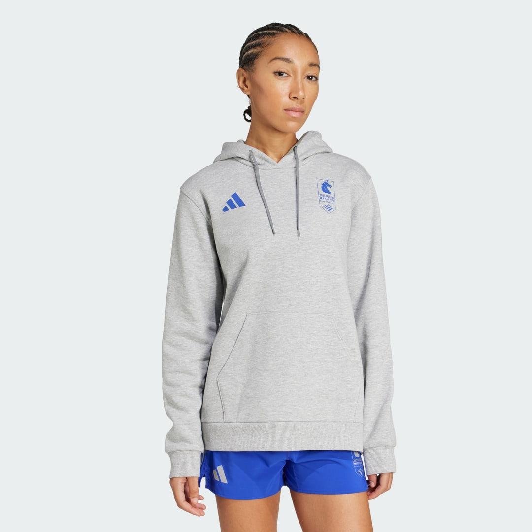 adidas Boston Marathon 2025 Graphic Hoodie Medium Grey Heather XL Womens Product Image