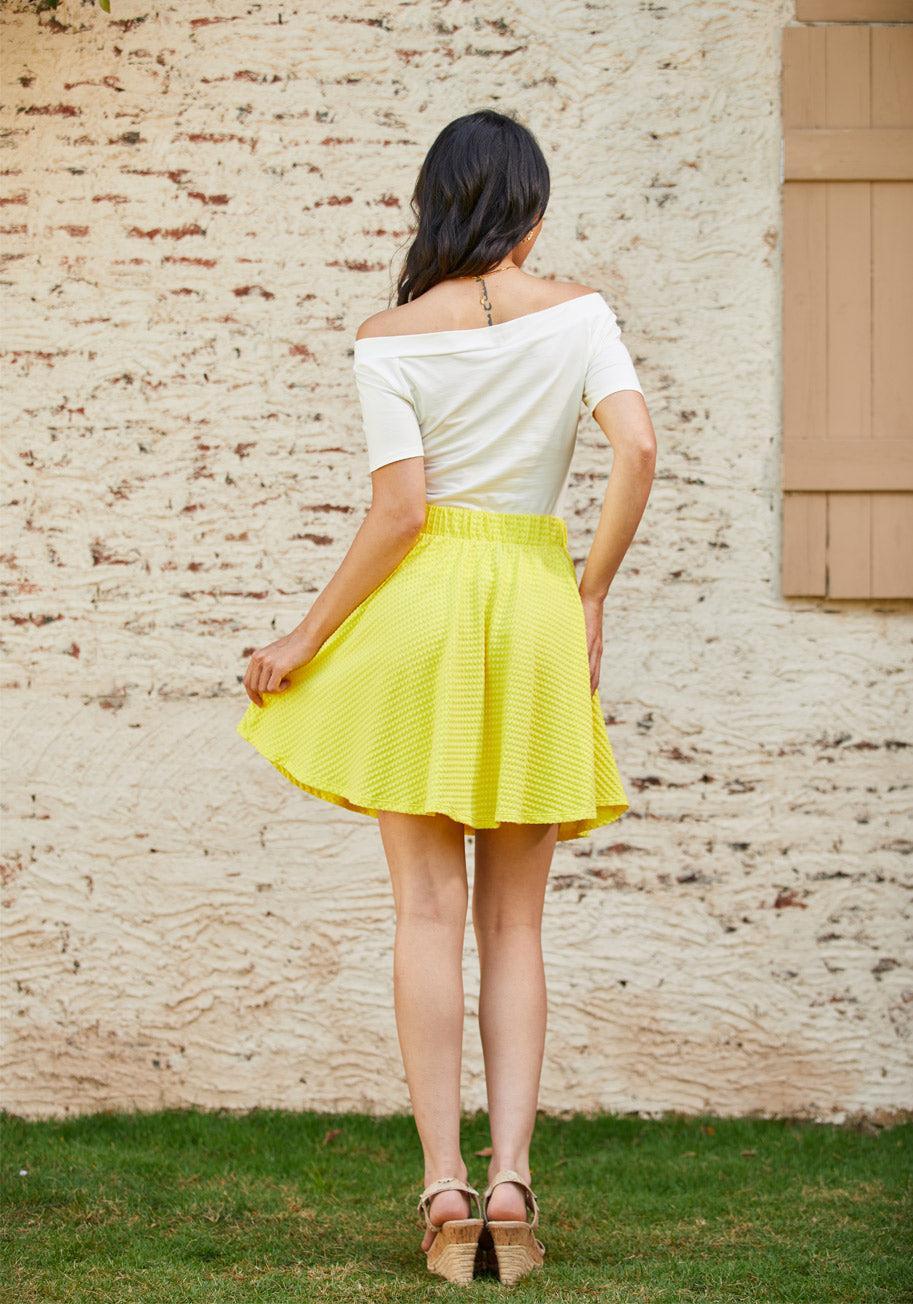 Bright On Pleated Skater Skirt Product Image