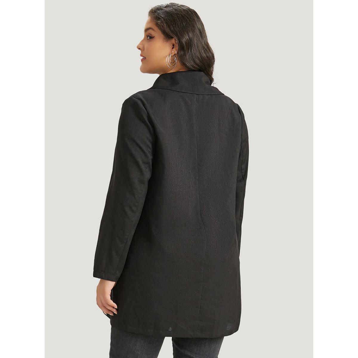 Plus Size Halloween Solid Lapel Collar Double Breasted Pocket Coat Women Black Casual Plain Ladies Everyday Winter Coats BloomChic 22-24/3X Product Image