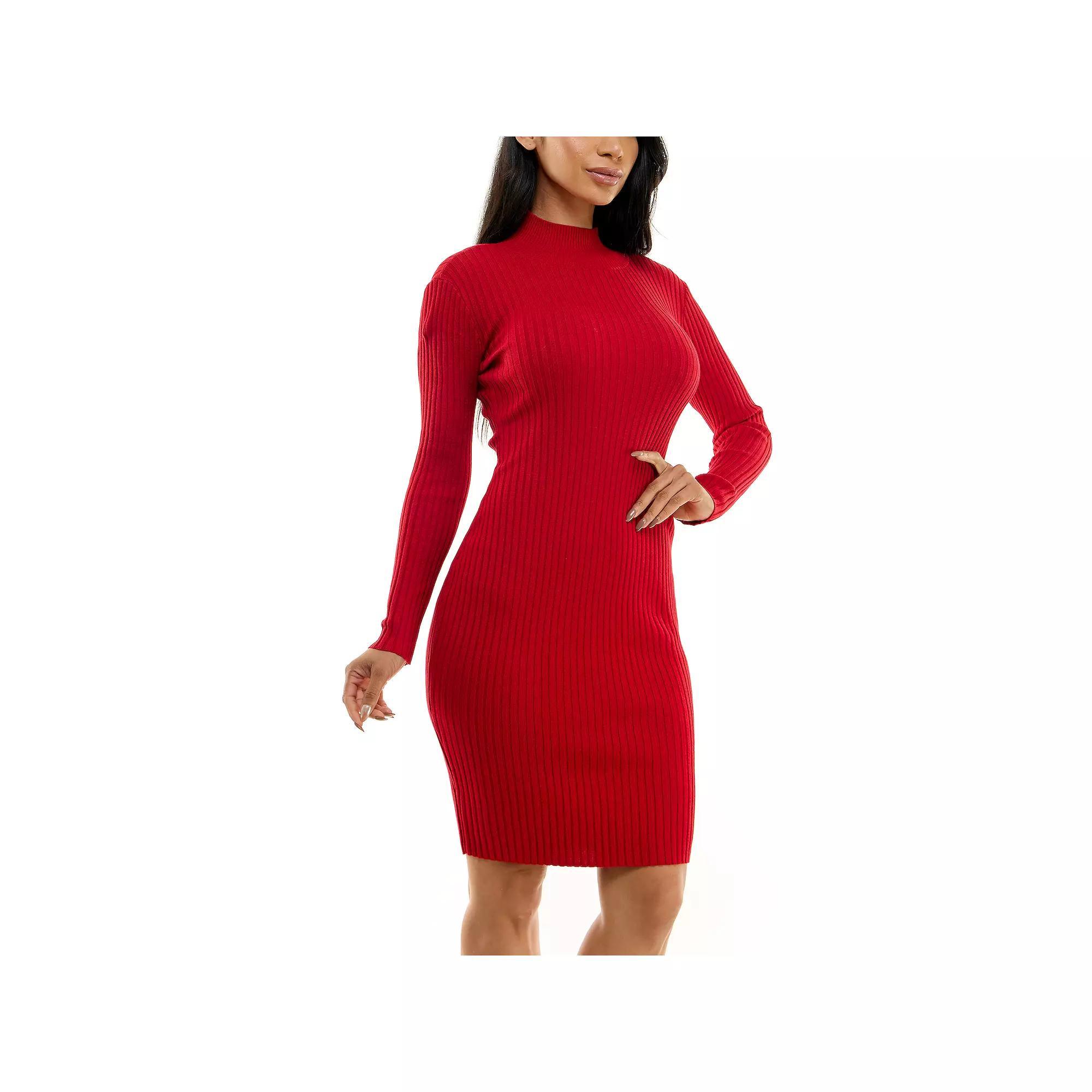 Women's Nina Leonard Striped Sweater Dress, Size: Medium, Dark Red Product Image