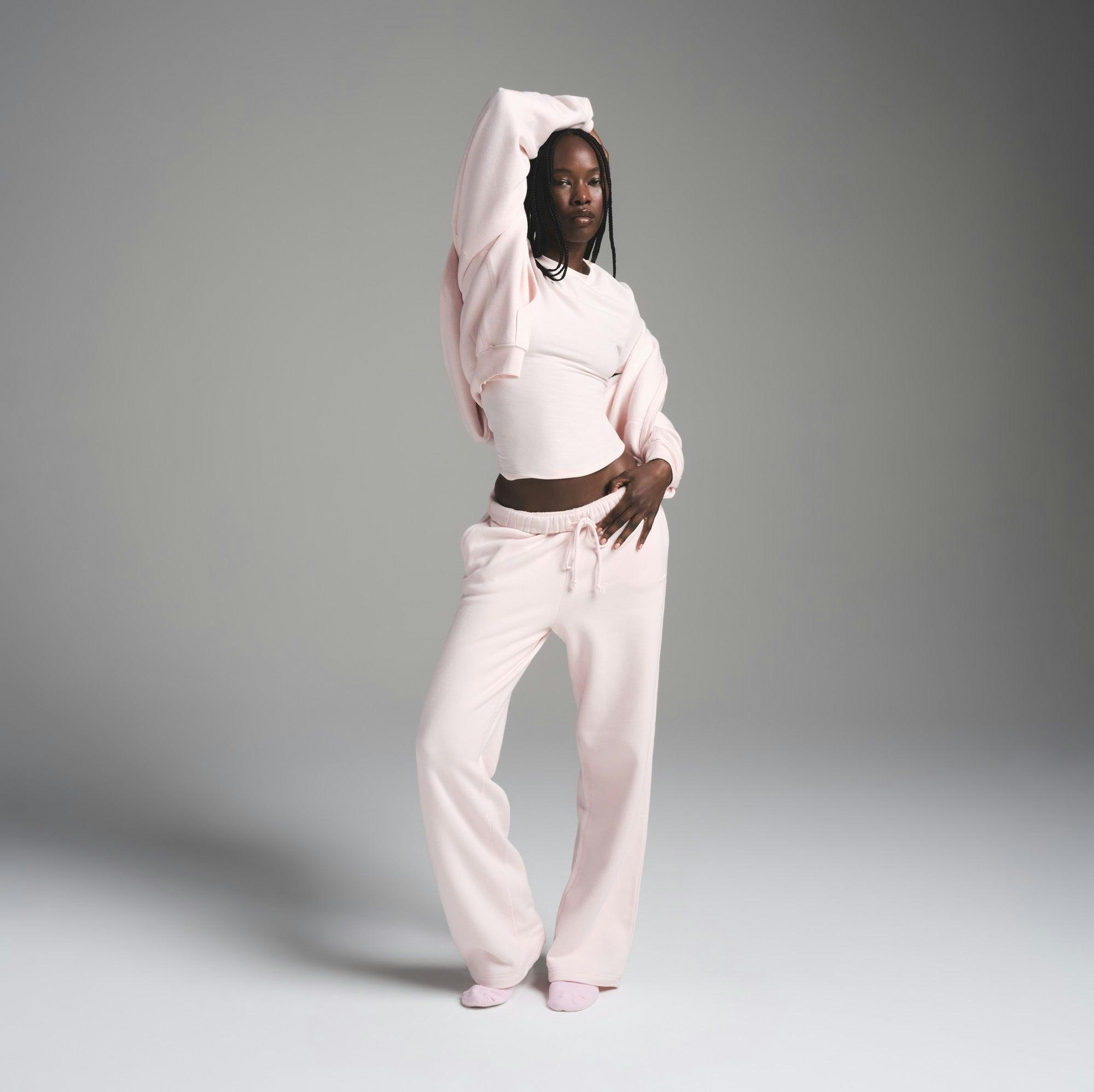 COTTON FLEECE CLASSIC STRAIGHT LEG PANT | BARELY PINK Product Image