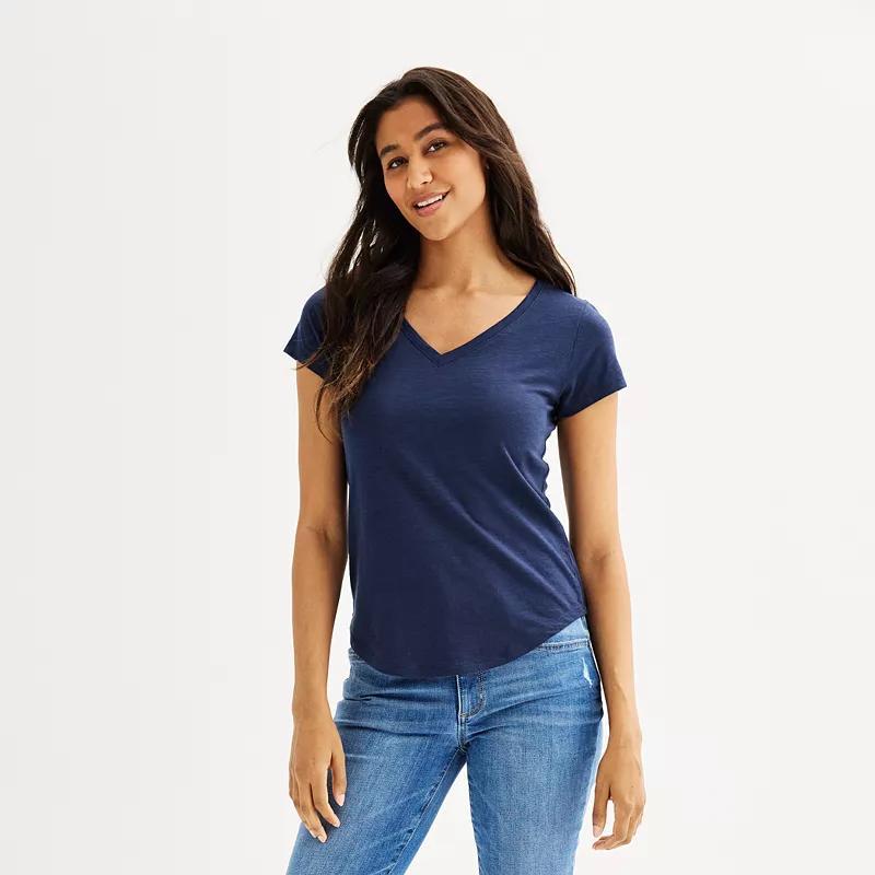 Petite Sonoma Goods For Life® Everyday Short Sleeve V-Neck Tee, Women's, Size: Small Petite, Grey Product Image