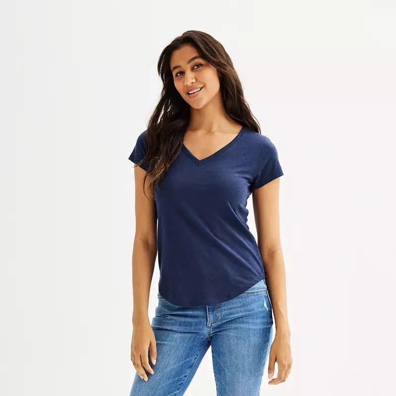 Petite Sonoma Goods For Life® Everyday Short Sleeve V-Neck Tee, Women's, Size: Small Petite, Grey Product Image