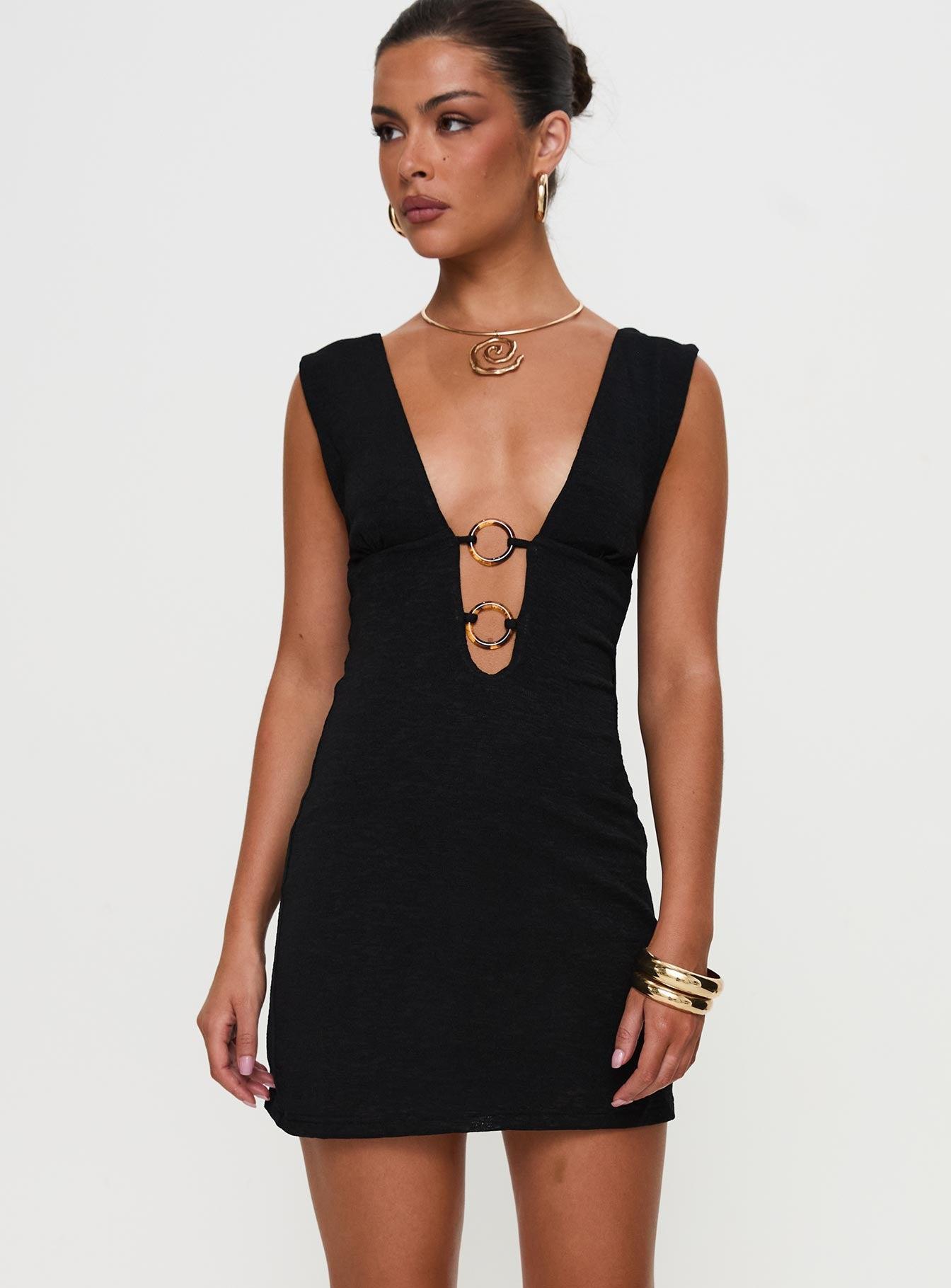 Steward Halter Mini Dress Black Product Image