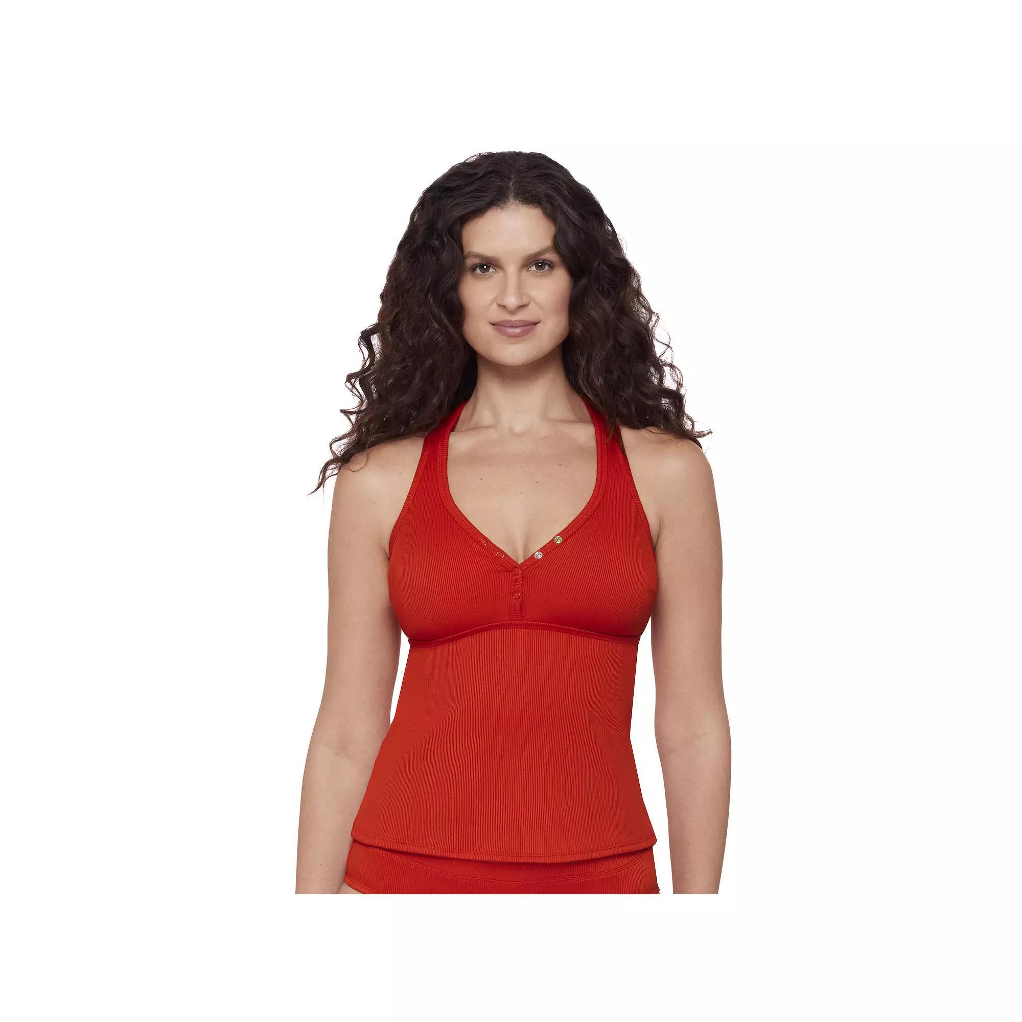 Women's Eco Beach Racerback Snap Tankini Swim Top, Size: Small, Habanero Product Image