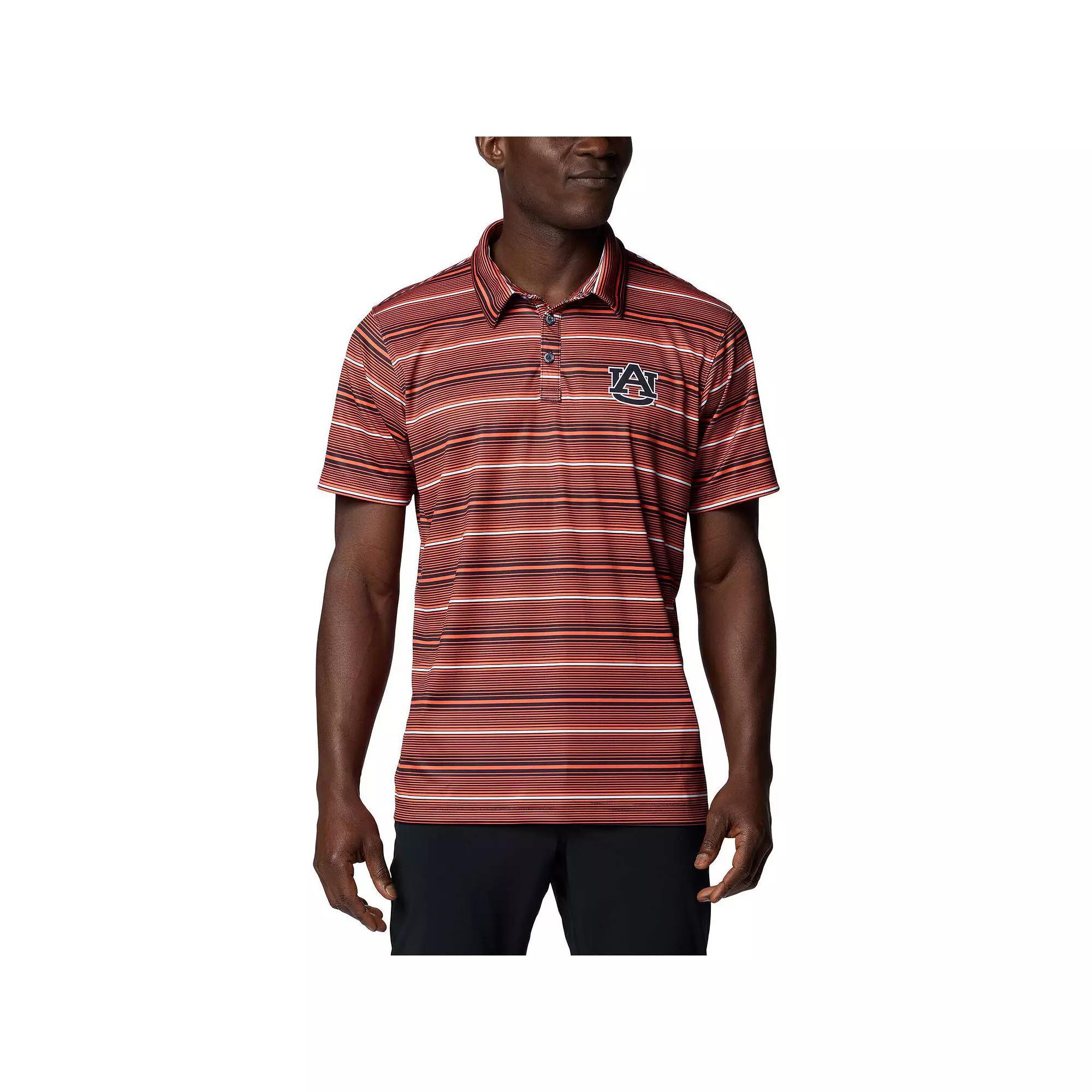 Men's Columbia Orange Auburn Tigers PFG Super Terminal Tackle�� Omni-Shade�� Stripe Polo, Size: Medium Product Image