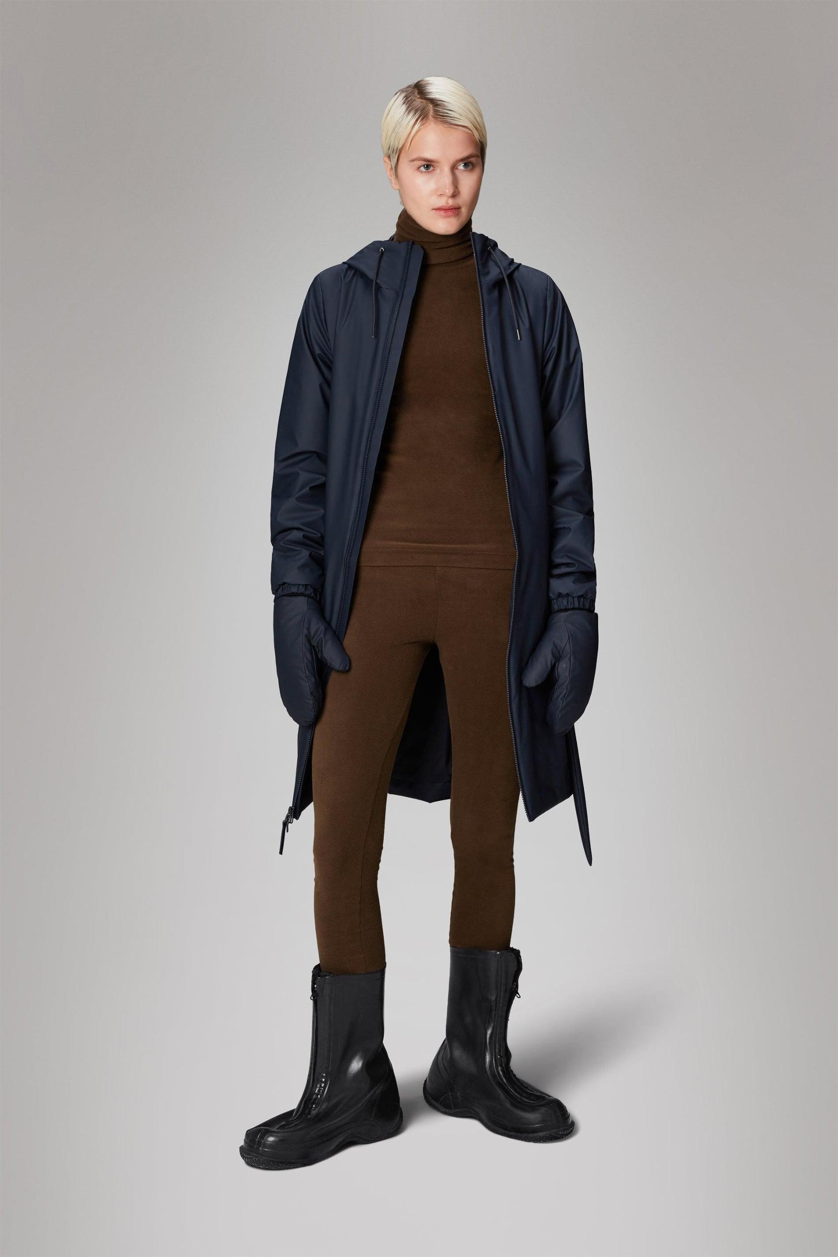 Rains Lohja Long Insulated Curve Jacket in Navy Product Image