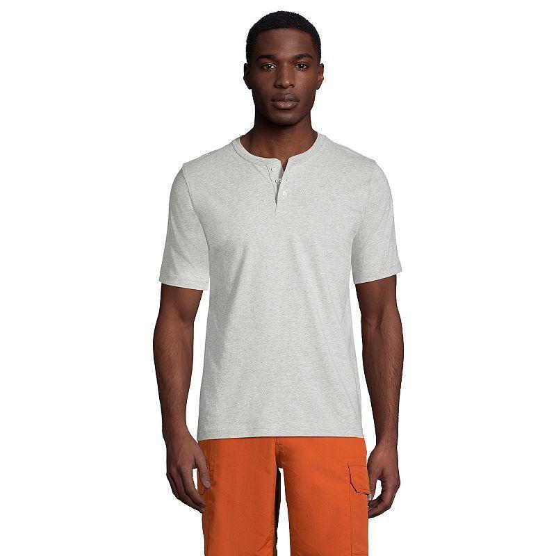 Men's Lands' End Classic-Fit Super-T Henley, Size: Medium, Gray Grey Product Image