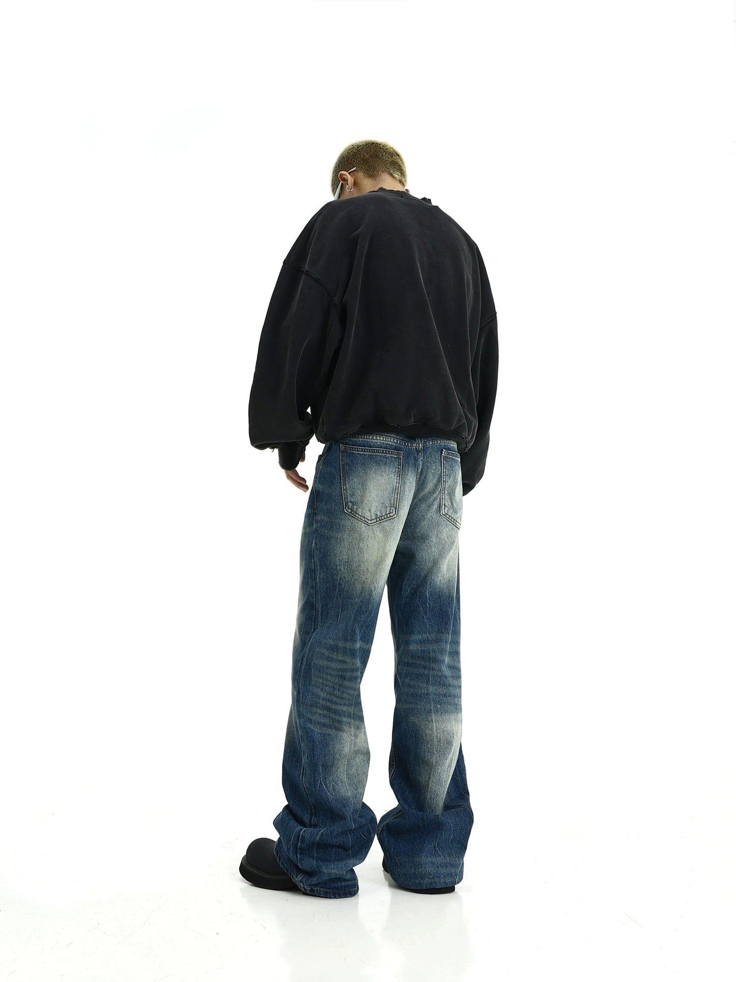 RT No. 11424 WASHED BLUE STRAIGHT DENIM JEANS Product Image