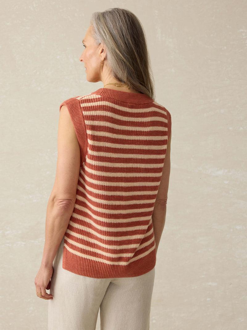 Miramar Linen Sweater Tank - Sandstone Stripe Product Image