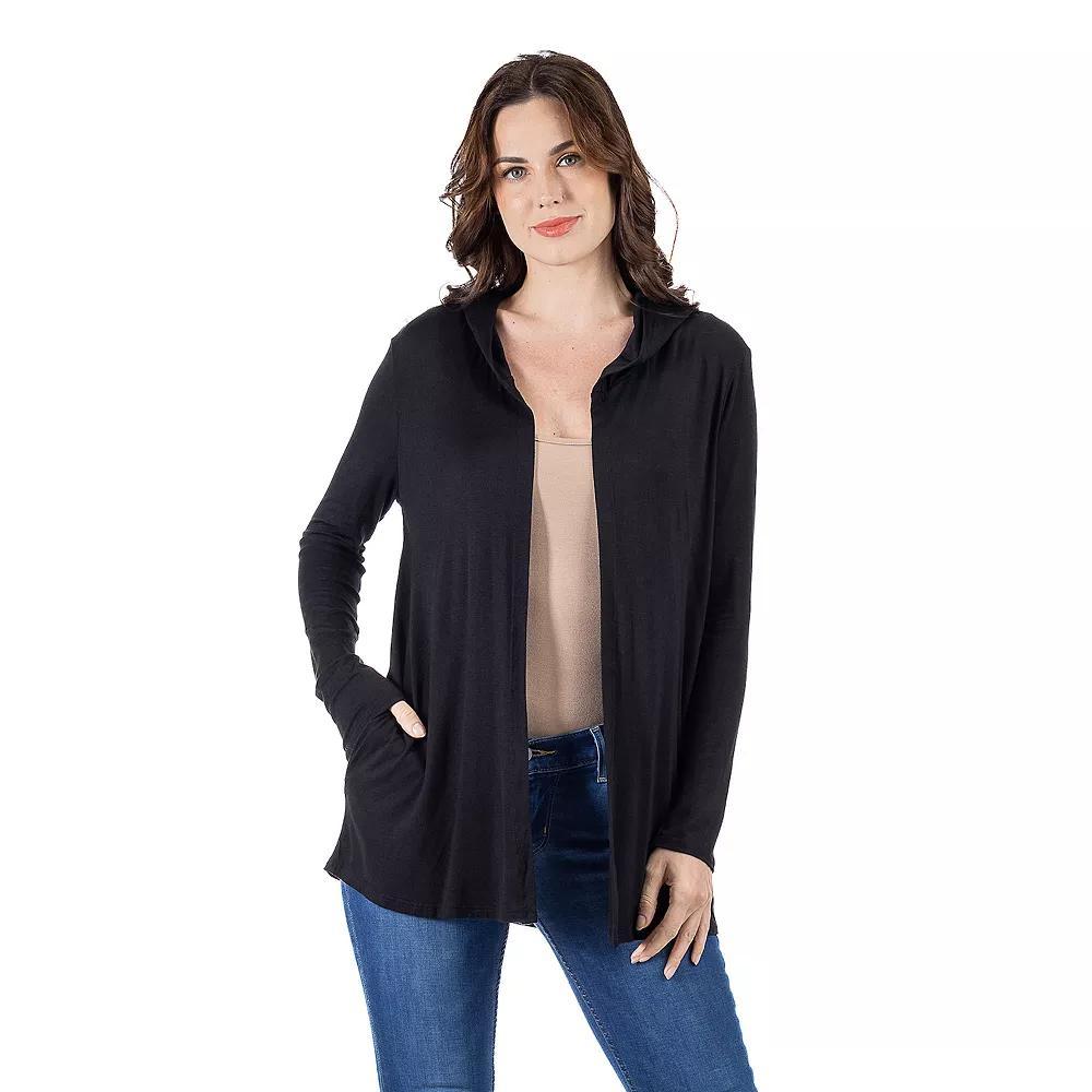 Womens 24Seven Comfort Apparel Open Front Lightweight Hooded Cardigan Product Image