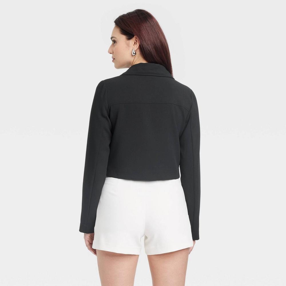 Womens Zipper Jacket - A New Day Black XS: Recycled Polyester, Rayon, Spandex, Midweight, Casual Fit, Cropped Moto Style Product Image