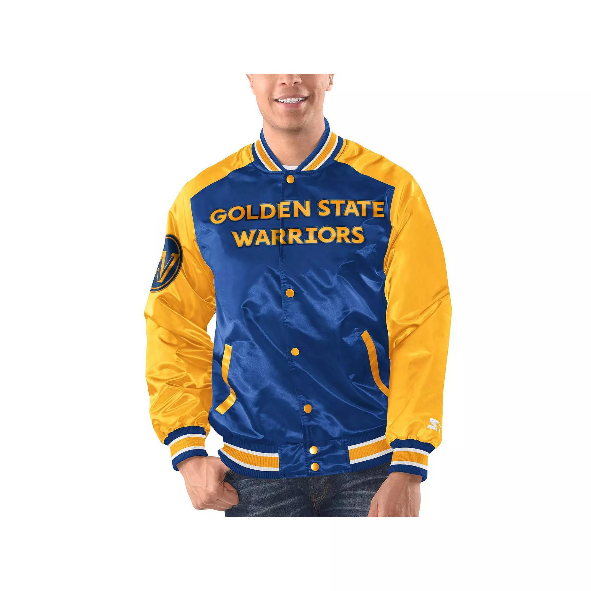 Mens Starter Royal/Gold Golden State Warriors Renegade Satin Full-Snap Varsity Jacket Product Image