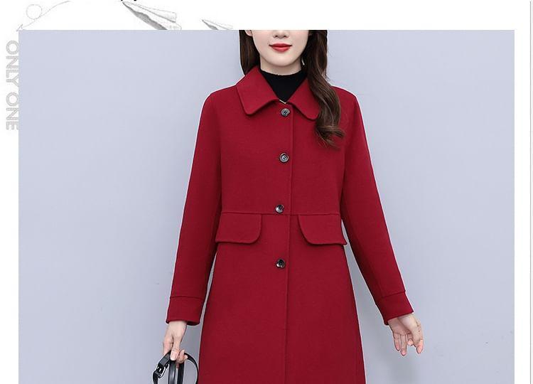 Collared Plain Button Coat Product Image