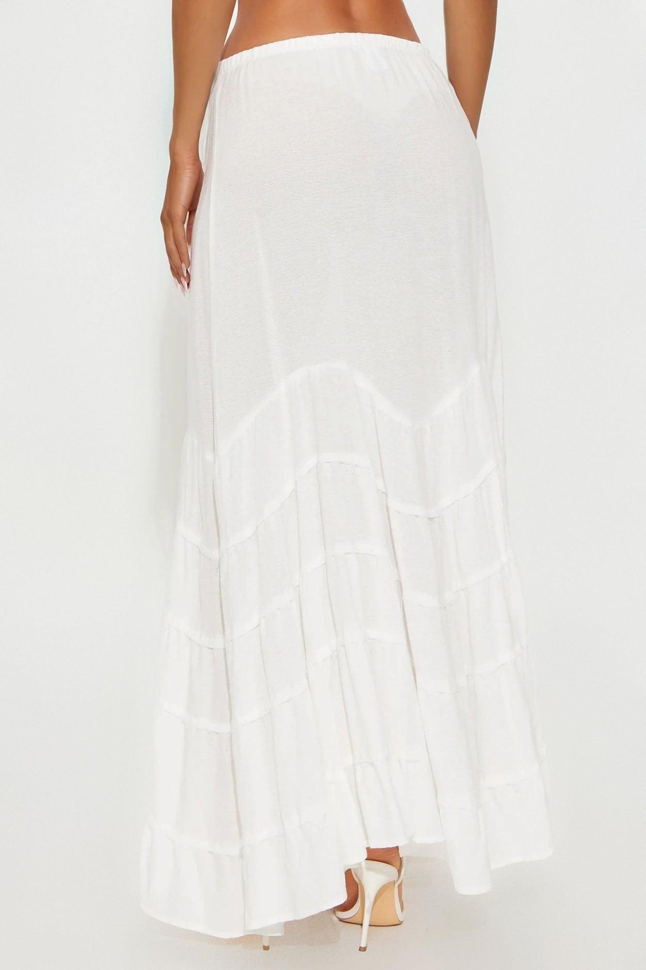 Meet Me Somewhere Ruffled Maxi Skirt - Ivory Female Product Image