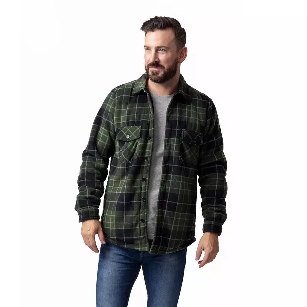 Men's Heat Holders Heatweaver Lined Fleece Shirt Jacket, Size: Small, Gray Black Product Image