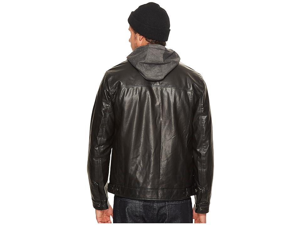 Men's Levi's® Faux Leather Hooded Trucker Jacket, Size: Small, Black Product Image