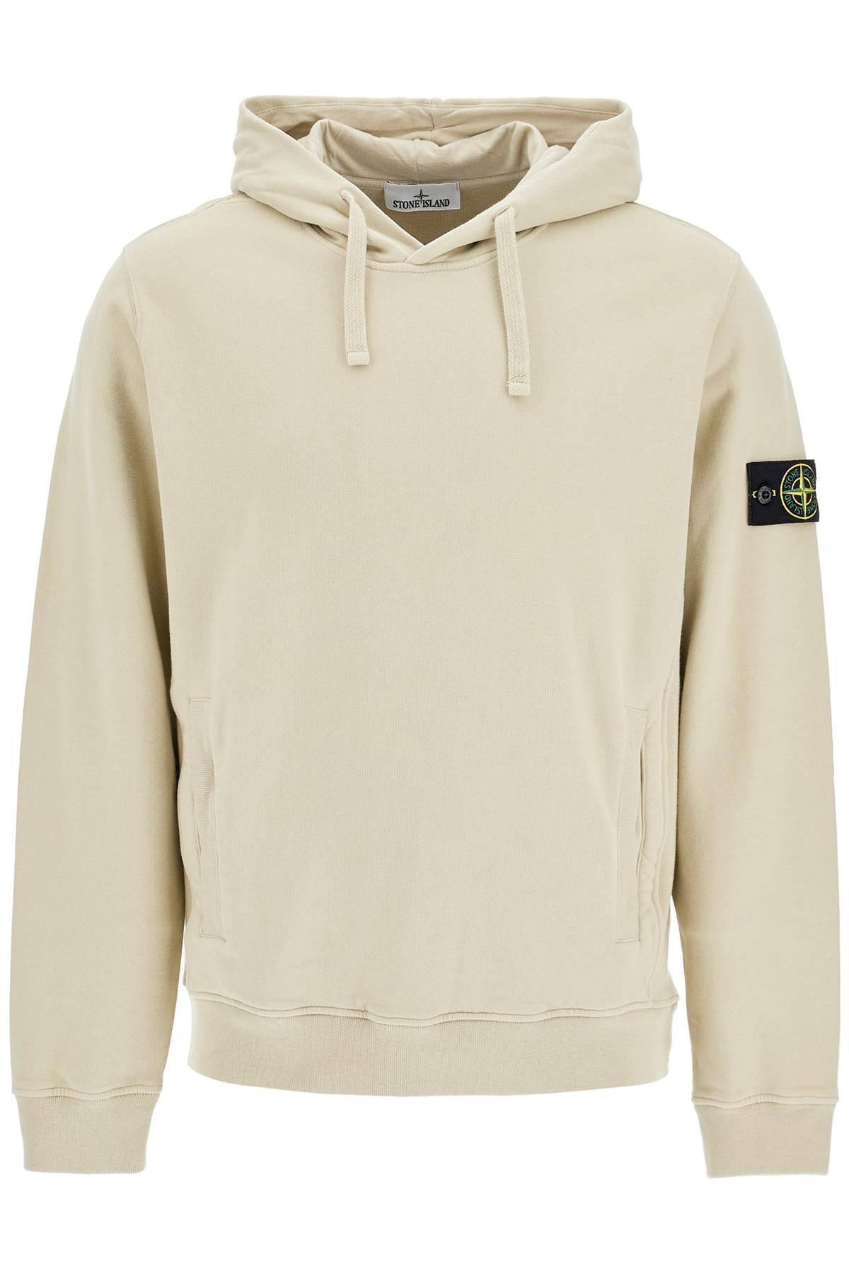 STONE ISLAND Organic Cotton Hoodie With Hood In Beige Product Image