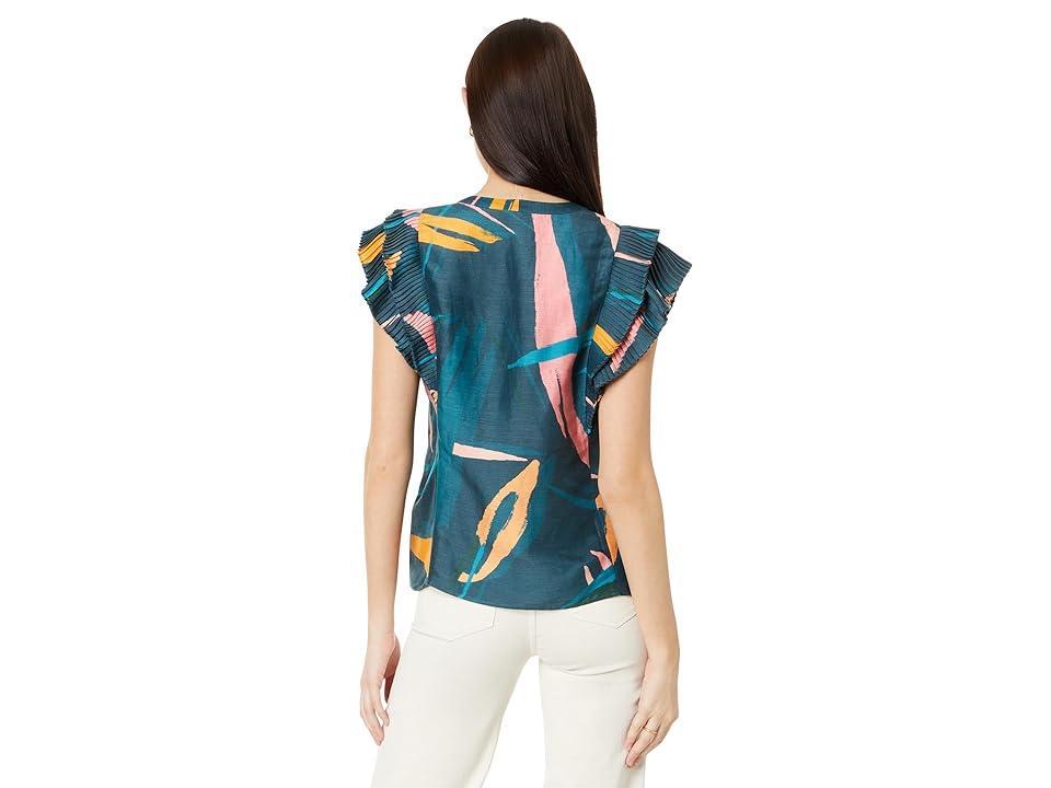 Vineyard Vines Flutter Sleeve Pintuck Top (Cayman) Women's Clothing Product Image