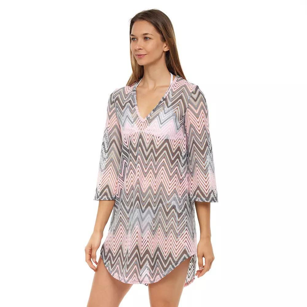 Women's Jordan Taylor ELIF V-Neck Tunic Coverup, Size: XS, Gray Product Image