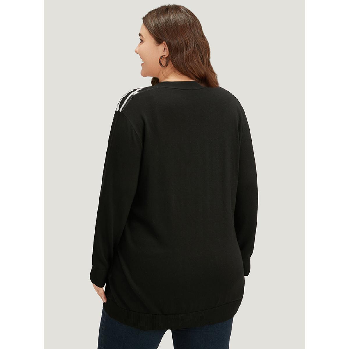 Plus Size Halloween Skull Print Slightly Stretchy Cardigan Black Women Casual Loose Long Sleeve Festival-Halloween Cardigans BloomChic 14-16/1X Product Image